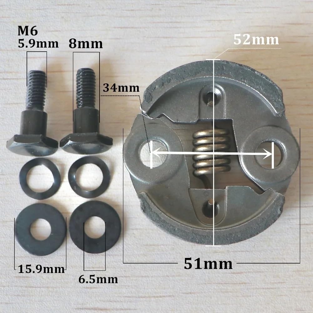 Clutch Set con Screws para 1E34F 2-Stroke Lawn Mower Replación Parte Equipo de energía Exterior