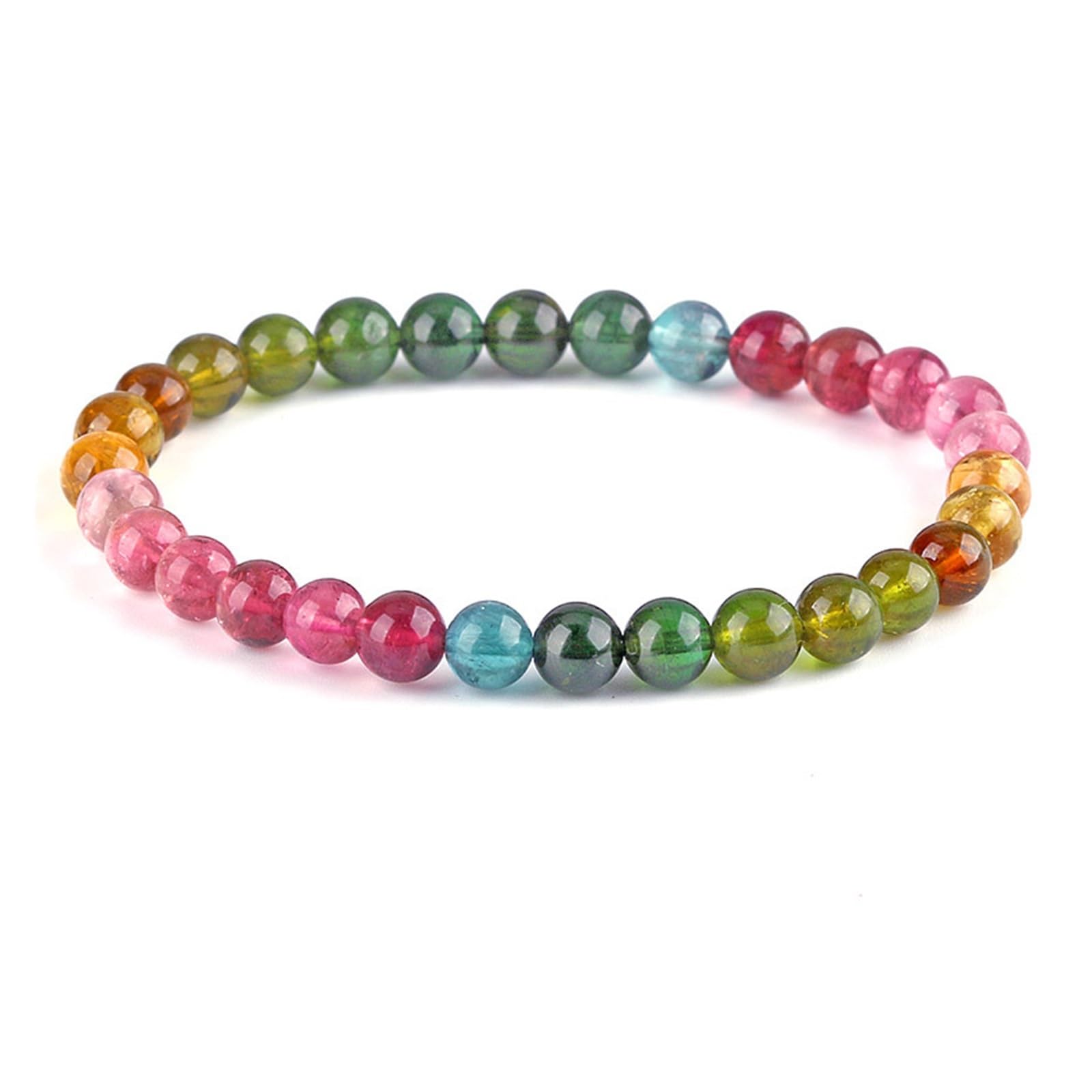 Bracciale in Giada Colorata per Donna Uomo, Bracciale con Perline Elasticizzate in tormalina, Misura Regolabile