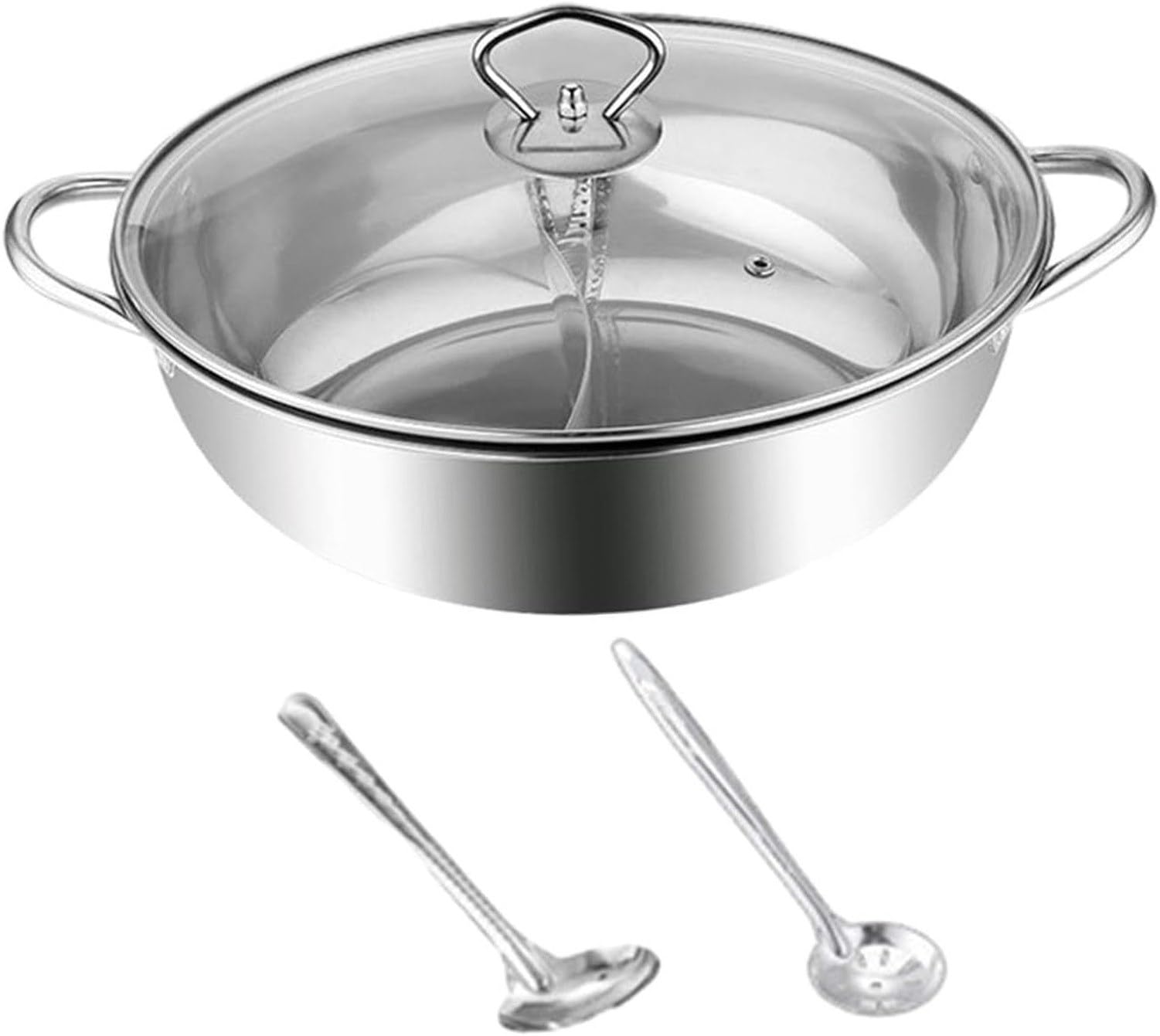 Hot Pot Topf Ramen Kochtopf mit Transparentem Deckel und Löffeln, Herdplattengeeignet für Reisen, Zuhause & Camping, 36cm, Schmortopf