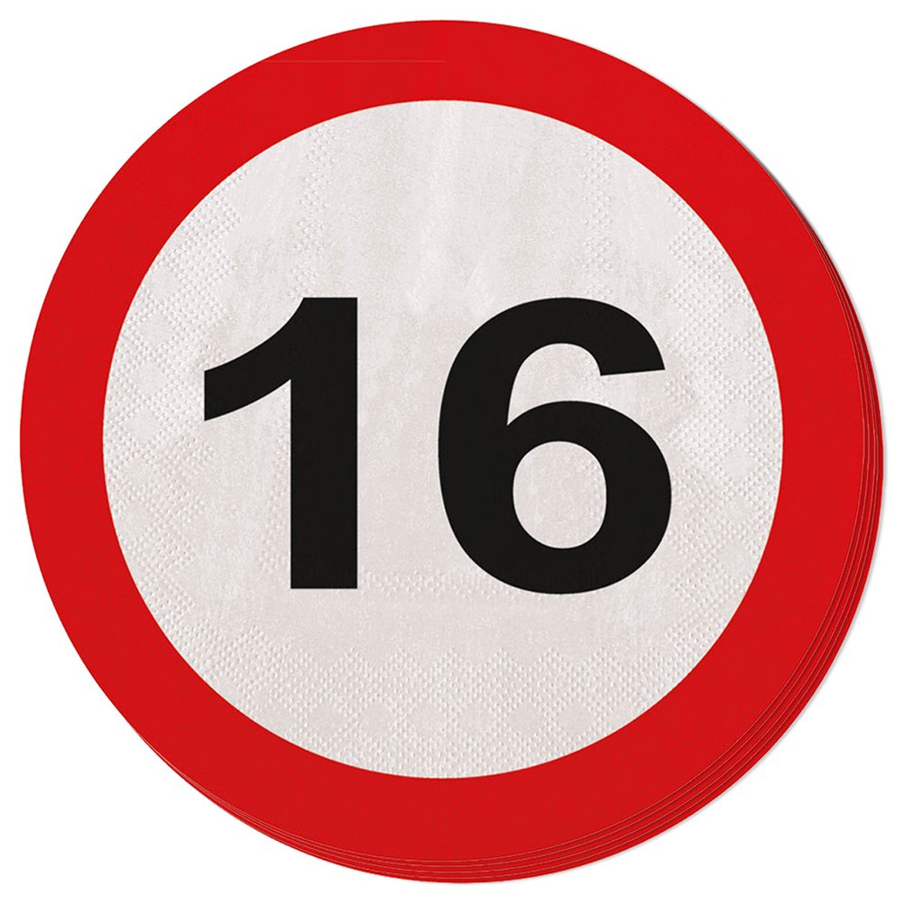 Creative 28316 Folat-Party Napkins Traffic Sign (1 x 20 Pieces. Number, Zahl 16 โ image 1