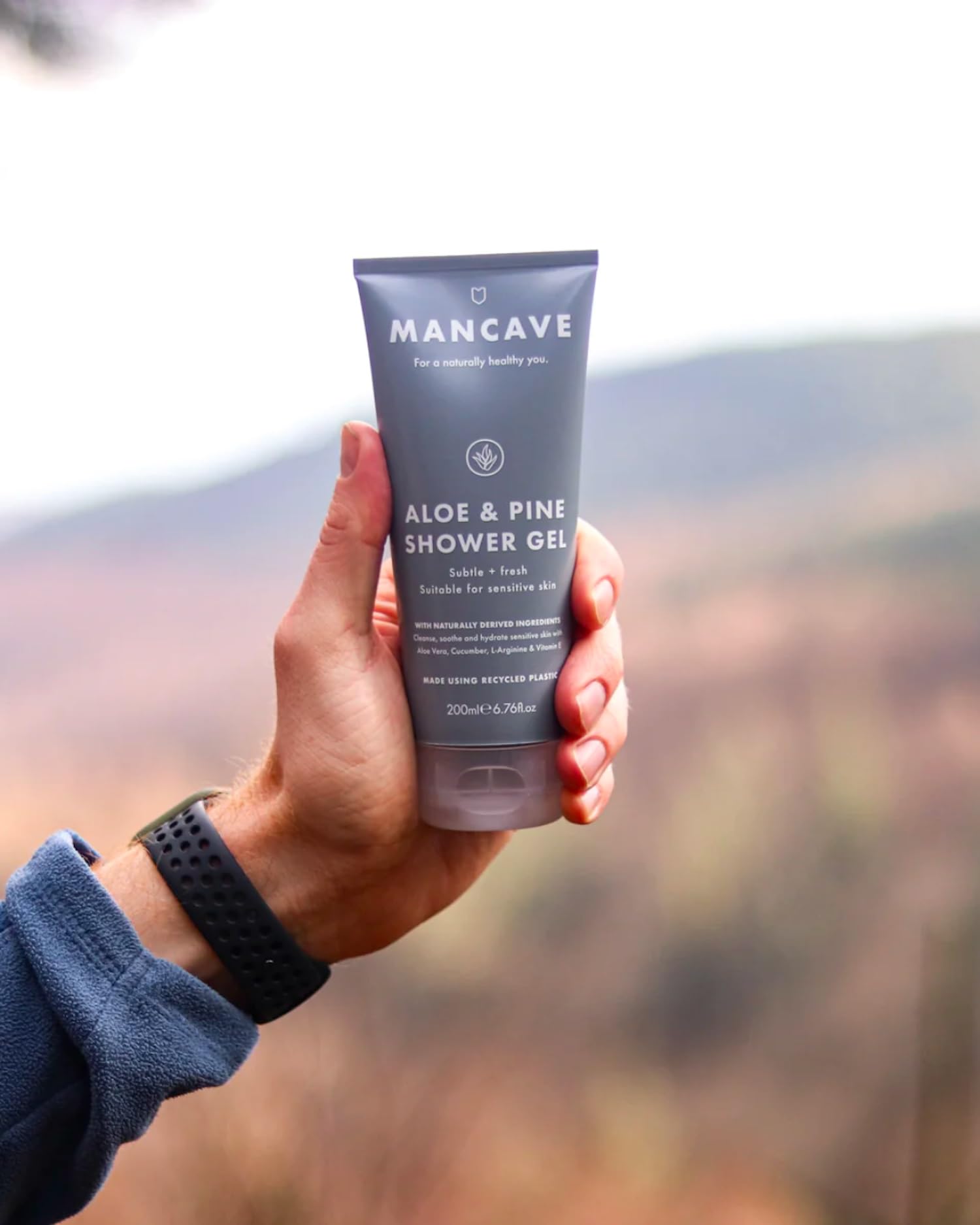 ManCave Shower Gel for Men - Aloe & Pine, 200ml - Vegan, Cruelty Free, Sulphate Free Formula - Effectively Cleanses and Moisturizes Sensitive Skin