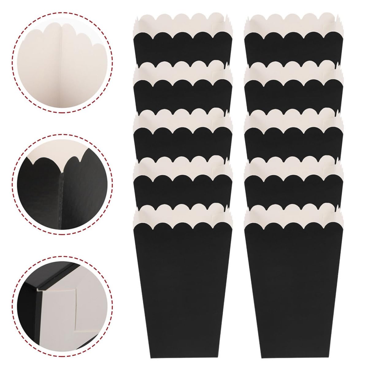 Cajas de Palomitas de Maíz de Papel Negro, 100 Unidades