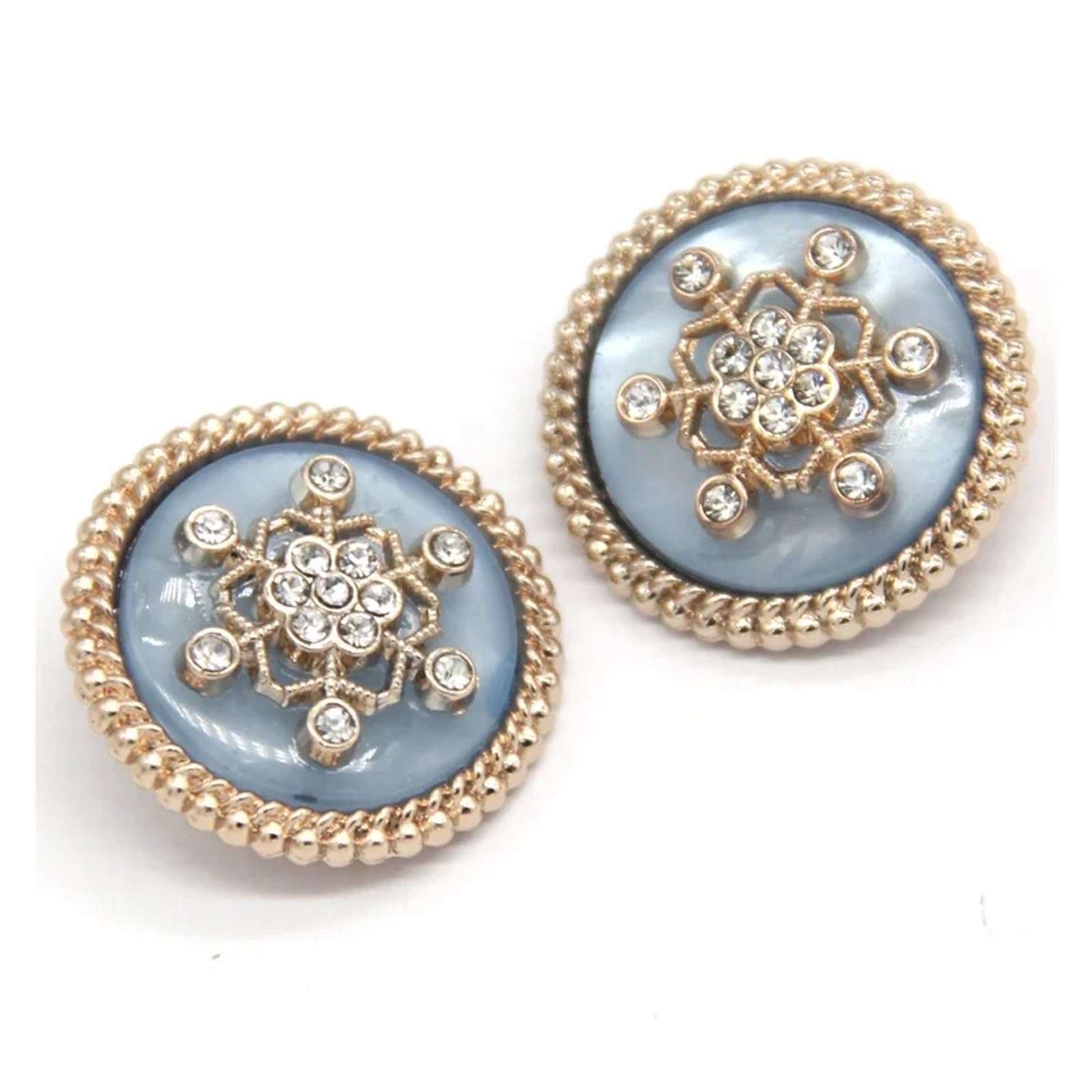 bottoni for cucire, eleganti bottoni da cucito in metallo for cappotti e giacche da donna di lusso, bianchi, rosa e blu, con strass, decorazioni fatte a mano (oro rosa, 20 mm, 6 pezzi)(Golden Blue,23m