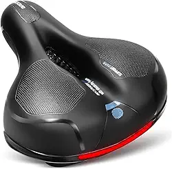 Selim Largo Assento de Bicicleta Confortável Gel Com 2 Amortecedores Fita Refletiva Selin Bike Banco Vazado Ergométrica