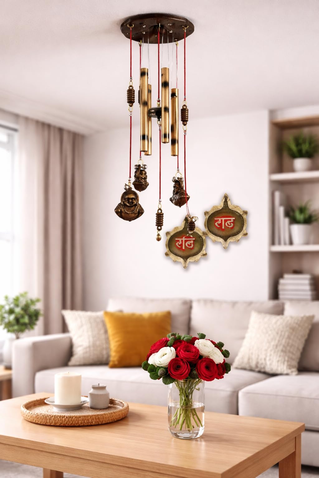 DN Enterprise 5 Bell 5 Buddha Wind Chimes for Balcony Home Decor Positive Sound | Metal Wind Chimes for Wall Hanging Home Decoration-image-20