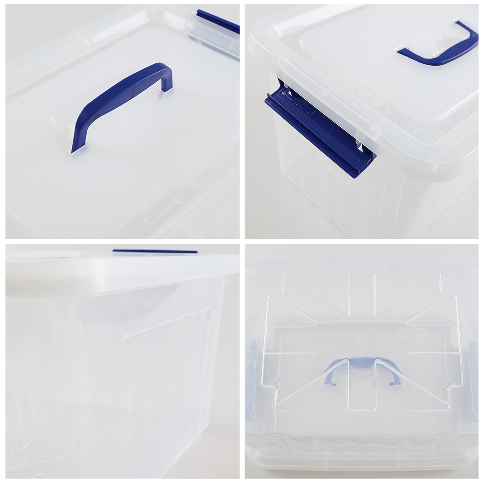 Cajas de Almacenaje Organizadoras Transparentes de 10 Litros, Cajas de Plástico con Tapas, Juego de 4
