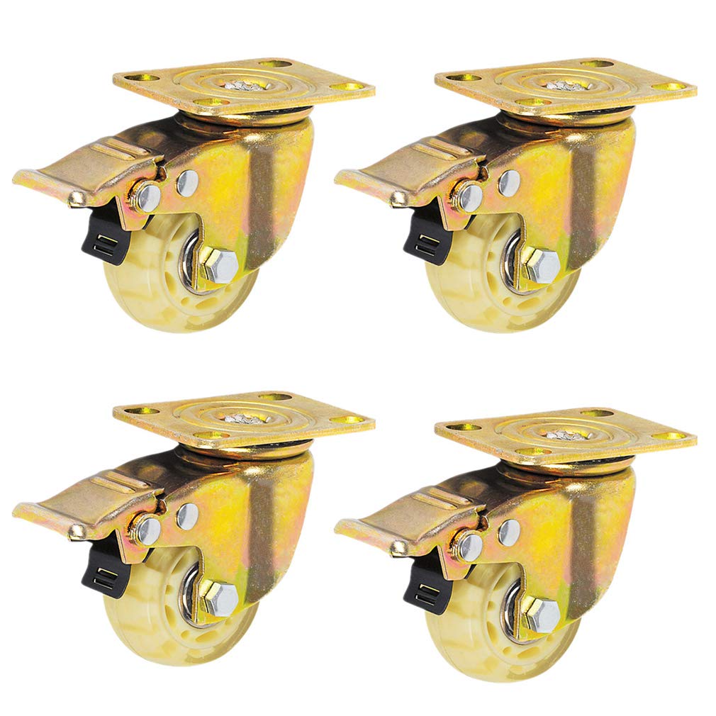 Geovne Caster Wheels 4 Piece Set,Swivel Rubber Caster Wheels,2" Furniture Casters,Smooth and Quiet,Suitable for Furniture,Mobile Trolleys (brake)