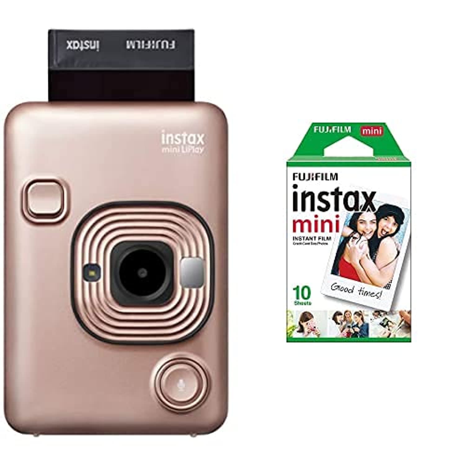 Fujifilm Instax Mini Liplay Hybrid Instant Camera (BlUSh Gold) With 10 Instant Film Pack