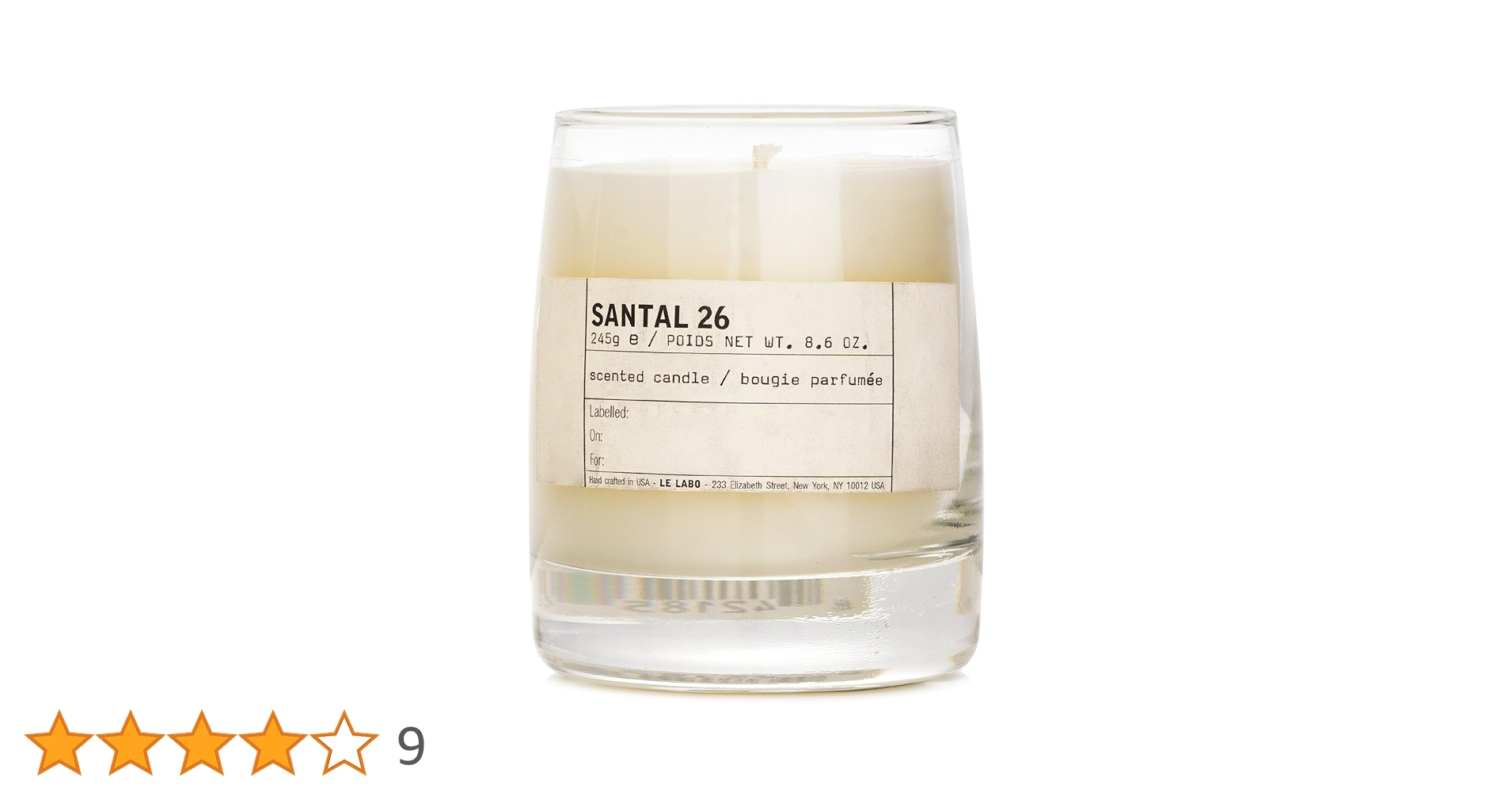 LE LABO Santal 26 velas perfumadas 245 gramas Frasco de