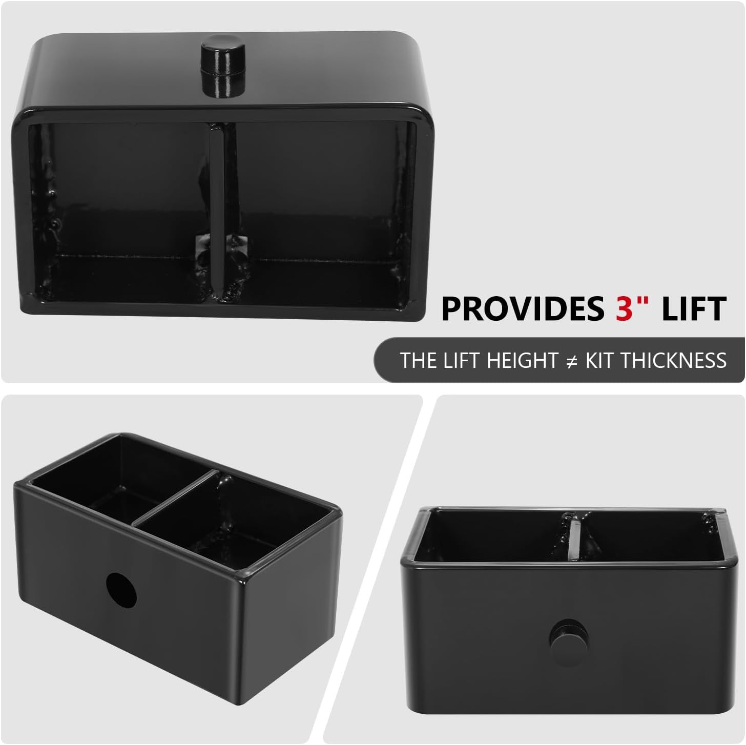 J2 Engineering 3" Rear Leaf Spring Leveling Lift Blocks Compatible With Dodge Ram 1500 2002-2008 w/ 3.5" Axle, 2003-2010 Ram 2500/3500, 2011-2013 Ram 2500/3500, J2-LK-DG-R-011-BK