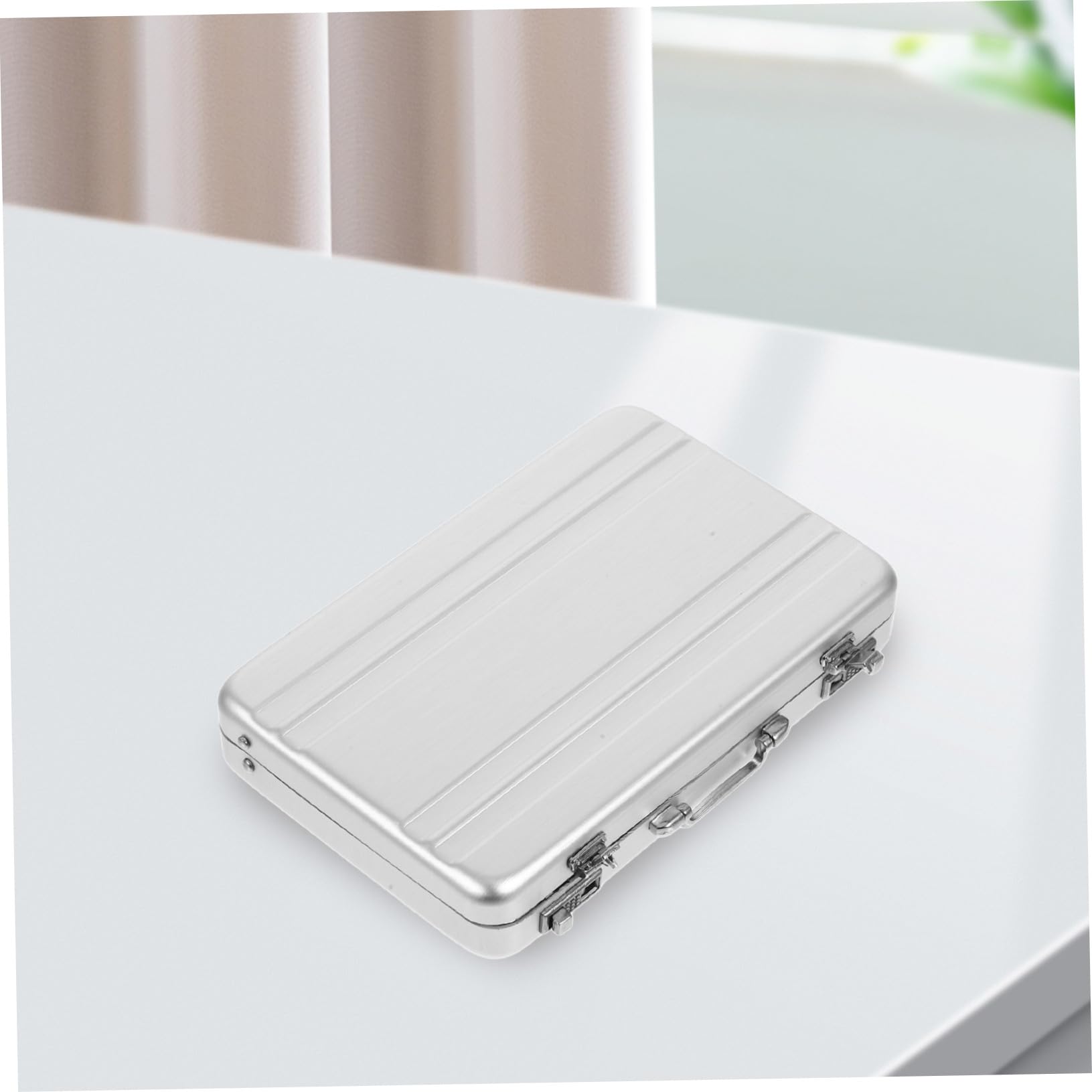 SHINEOFI 5 Cajas Para Guardar Tarjetas De Presentación Tarjetero Para Escritorio Organizador De Tarjetas De Crédito Tarjetero De Aleación De Aluminio Soporte Para Fotos De Mesa
