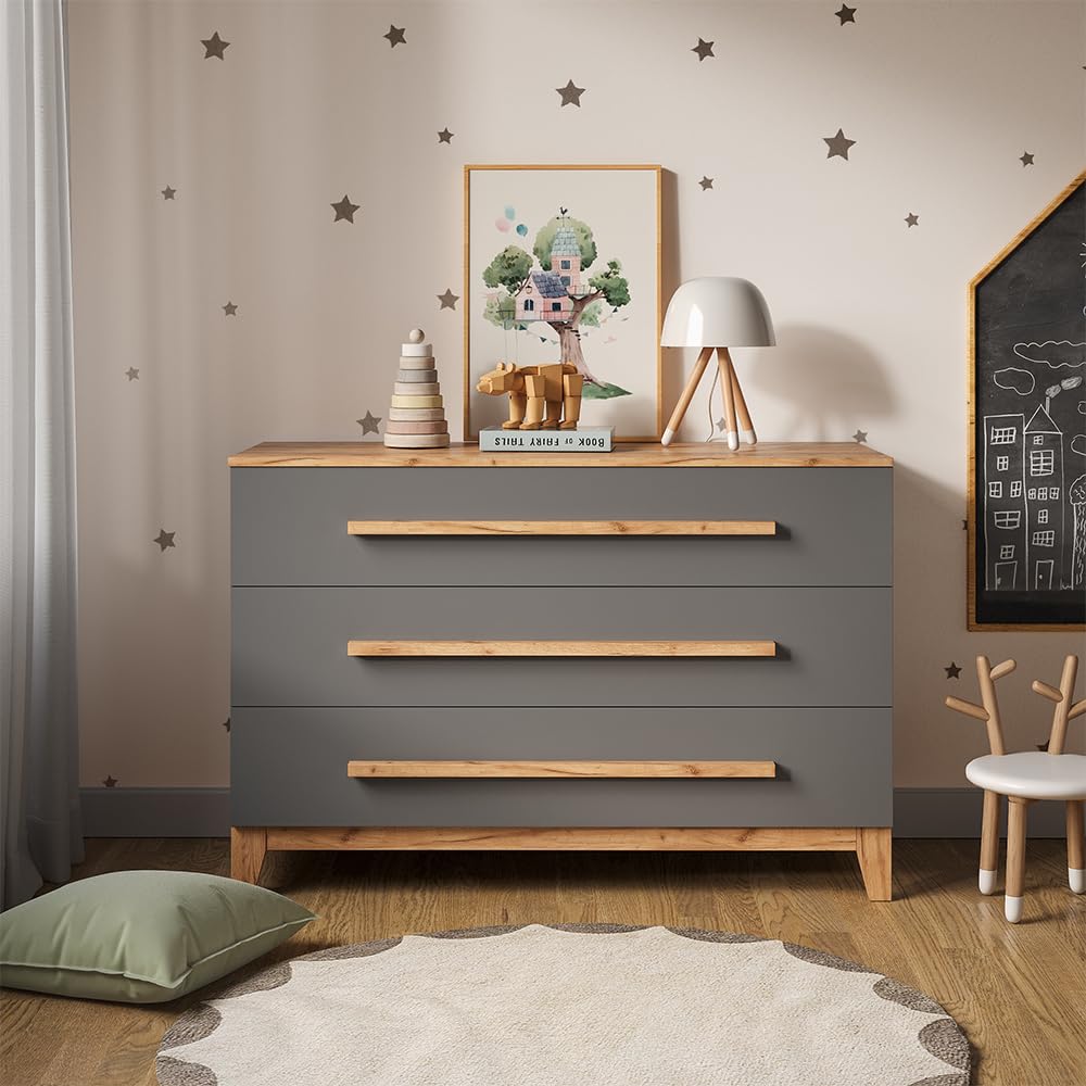 VitaliSpa Fasciatoio Malia Grigio Artisan 133.2 x 98 cm 3 cassetti rimovibile cassettiera