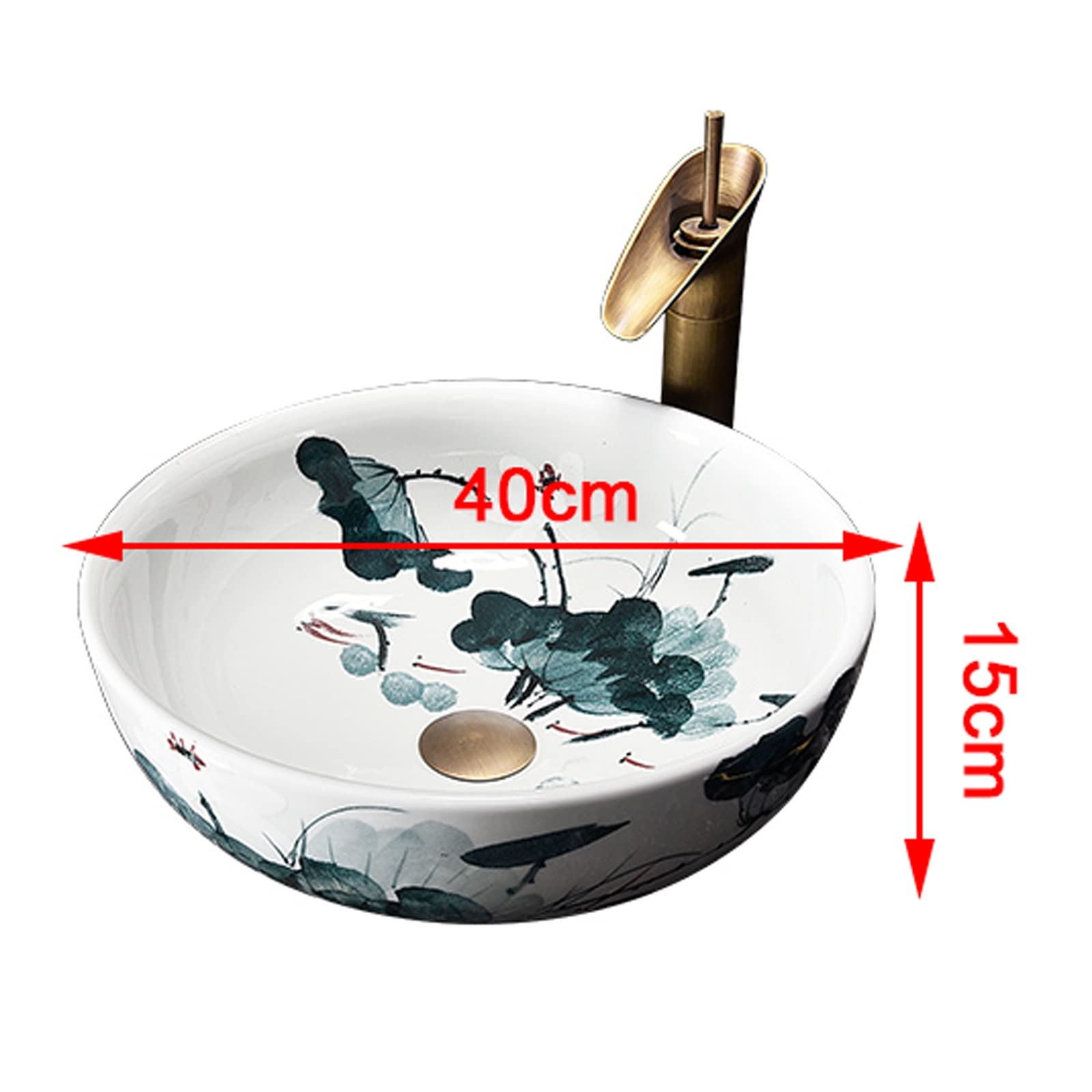 Umywalki Łazienkowe Nablatowe, Ceramiczne, Umywalki Łazienkowe Nablatowe, Okrągłe, Porcelanowe, W Kolorze Niebieskim I Białym, Umywalki Nablatowe Z Motywem Lotosu, Umywalki Ła
