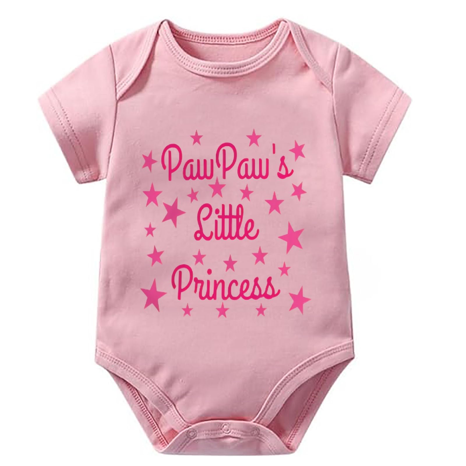 WOOYONGING Pawpaw's Little Princess Babyclothesboy Newborn Short Sleeve Baby Girl Cotton Romper White Romper for Baby Girls 0-3 Months