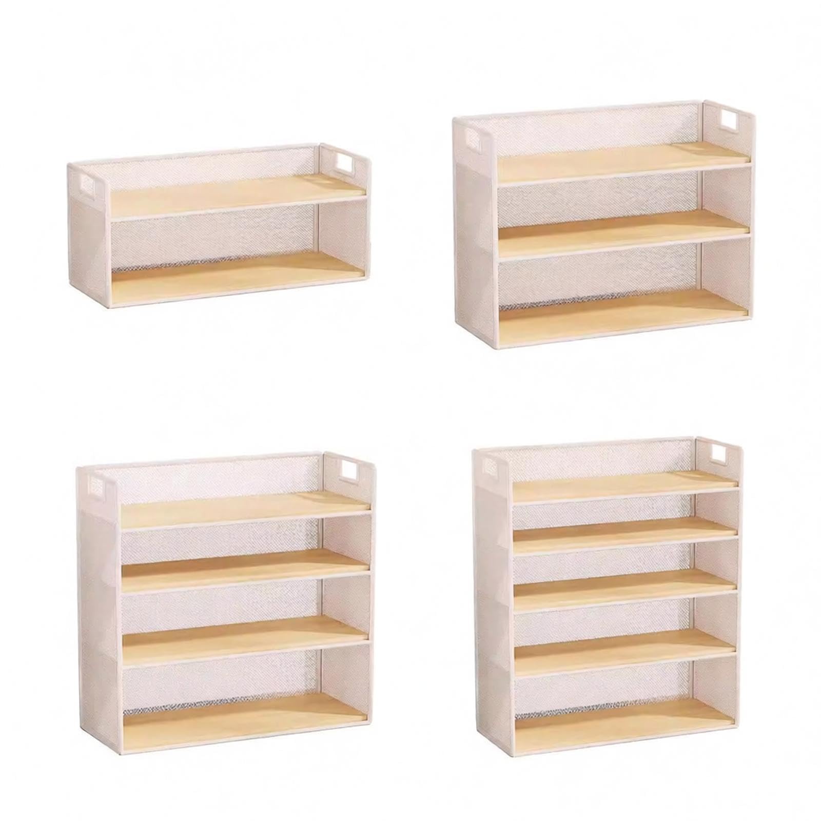 Organizador de escritorio de malla metálica de 4 niveles con asa, bandeja de archivos Slish Boohelf y oficina para el hogar y la escuela (30 cm de ancho x 16 cm de profundidad x 49,8 cm de alto
