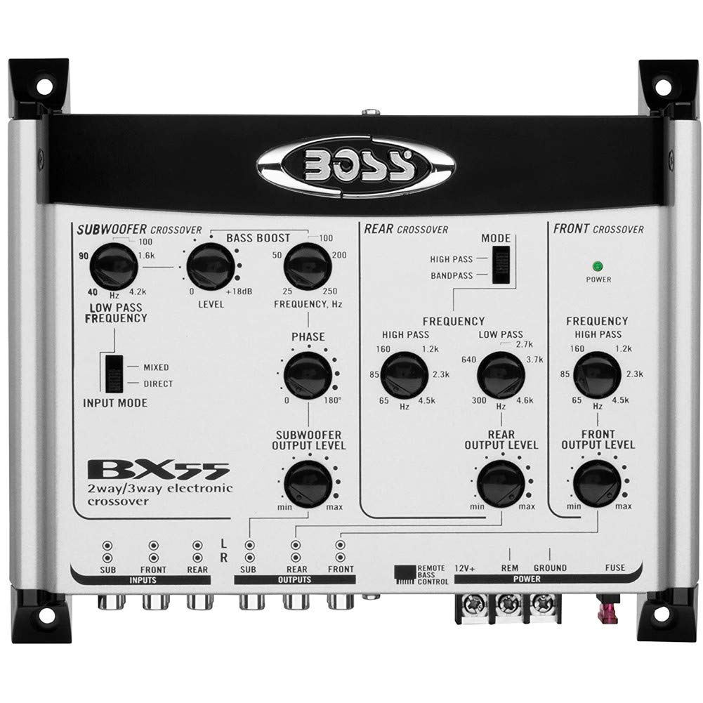1 Crossover electrónico Compatible con Boss Audio Systems BX55 equalizador de 2/3 vías Front/Rear/subwoofer Control Remoto subwoofer Incluido, 1 Pieza