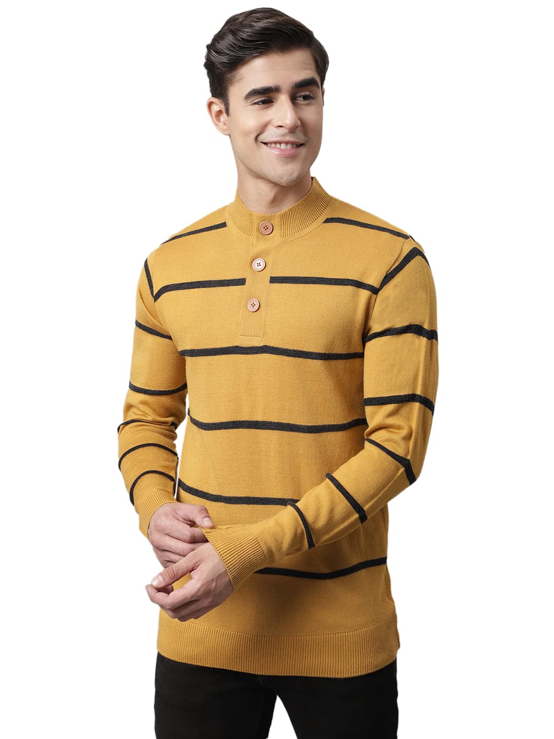 cantabil Winter Wear Striped Full Sleeve Round Neck Sweater for Men l Winter Wear Sweater for Men l Sweater for Men (P_MSWL00023_Mustard)-picture-15