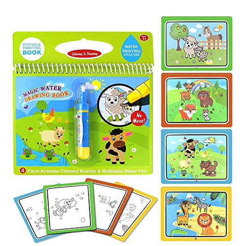 Magic Book Bambini Libro di Pittura ad Acqua Bambini Giochi 3 4 5 Anni Riutilizzabile Libro da Colorare libro Magico da Colorare Acqua Libro 1 Pezzo con 4 inserti - Animali Mare
