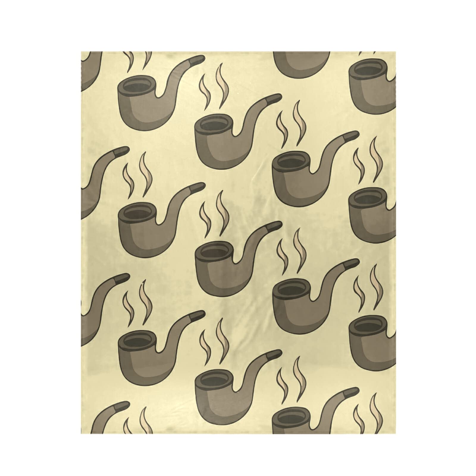 Poeticcity Multi 19 Seamless Vintage Retro Brown Smoke Pipes With Smoke On Beige 1Pc Blanket, Lightweight Plush Throws Siesta 50X60 Inches Super-Soft Fluffy Warm Cozy Travel Crystal Velvet Carpet For Bed Couch