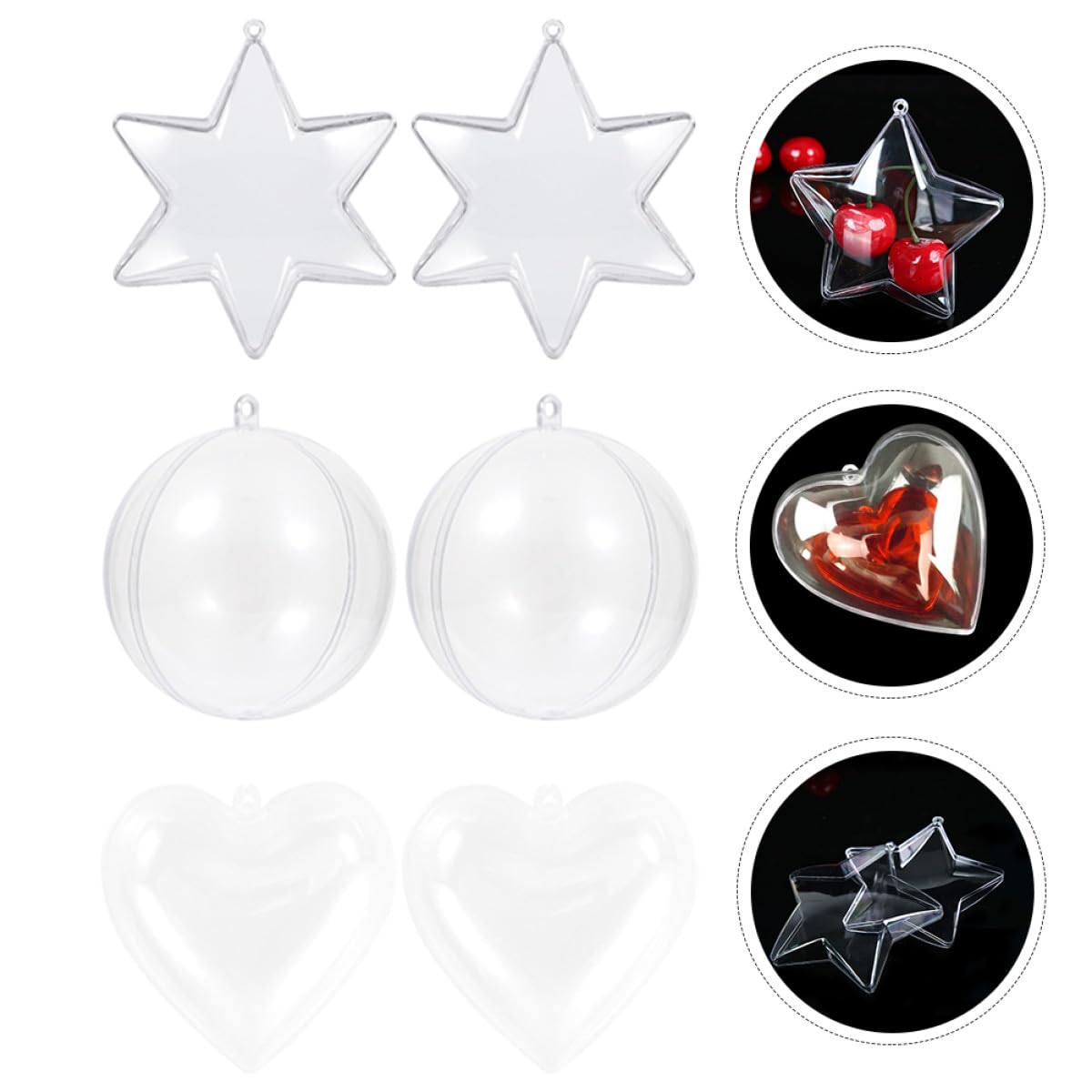 Garneck Boules de Design Rond Trou Suspendre en Plastique Transparentes Lot de 15 à Remplir Facile à Nettoyer, pour Décorations de Mariage et Anniversaires
