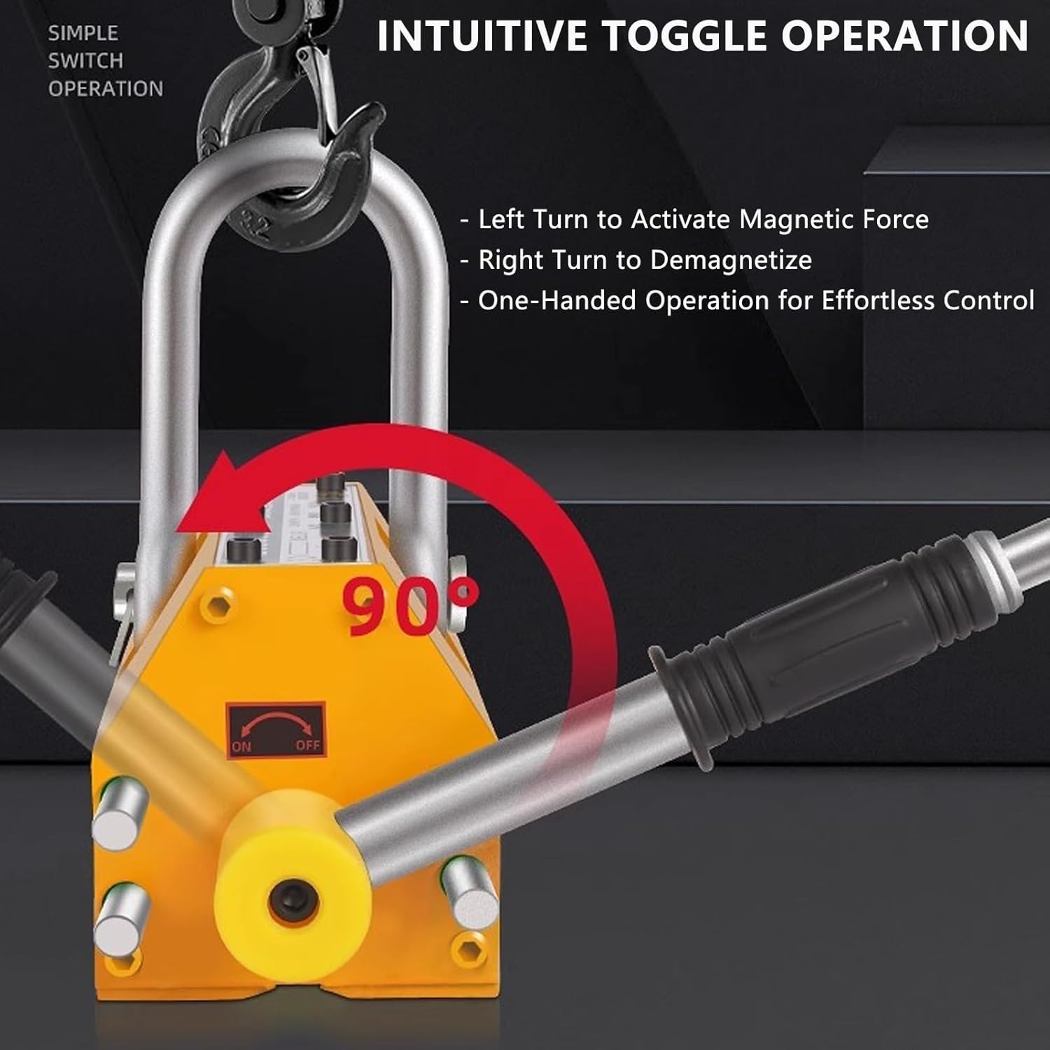 Sollevatore magnetico con sgancio rapido, magnete permanente di sollevamento ad alta forza di trazione per gru pesanti e applicazioni di gru da officina