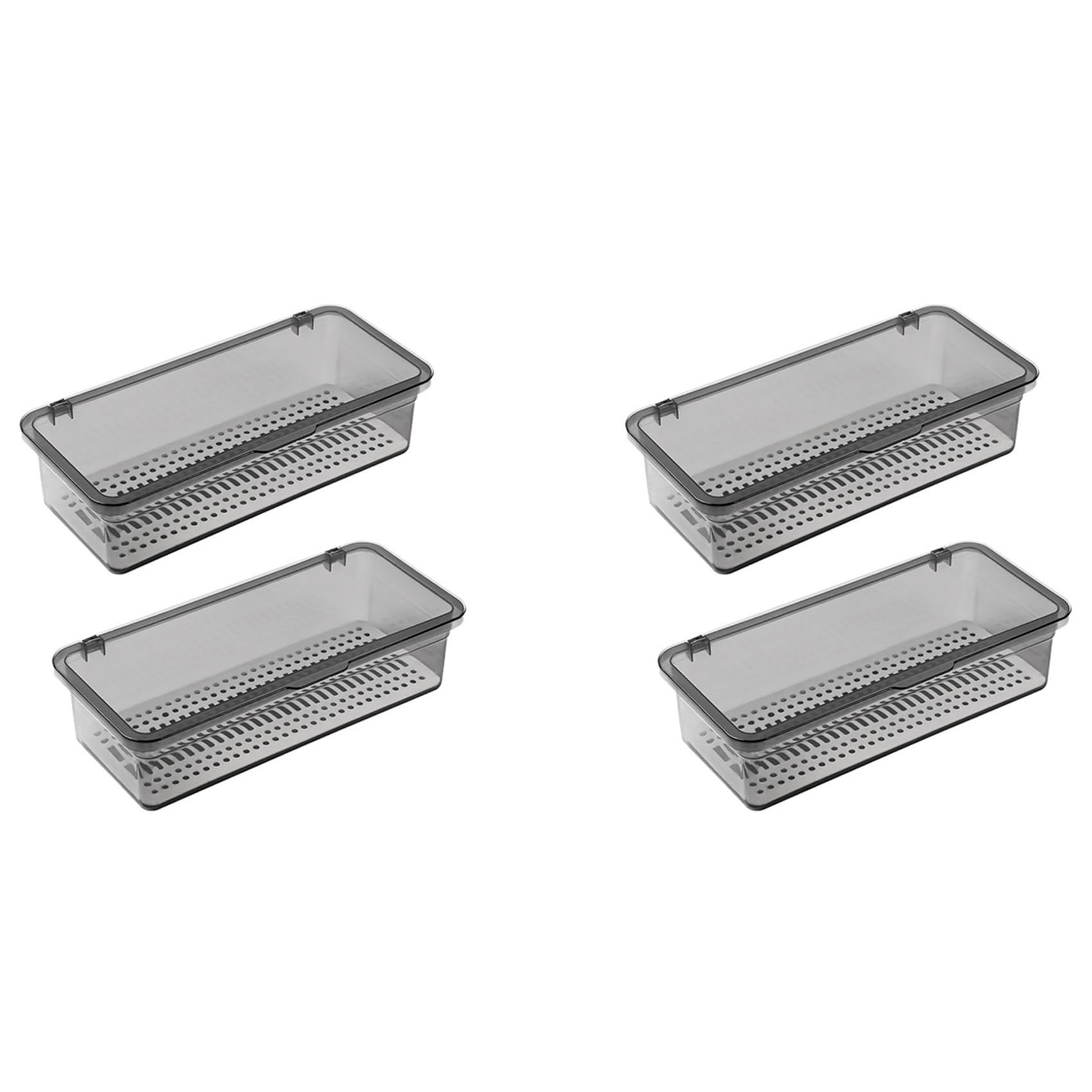 Hndhbfgrt 4x Flatware Tray with Lid,Utensil Storage with Lid Plastic Cutlery Tray,Cutlery Drawer Organizer Utensil Storage B