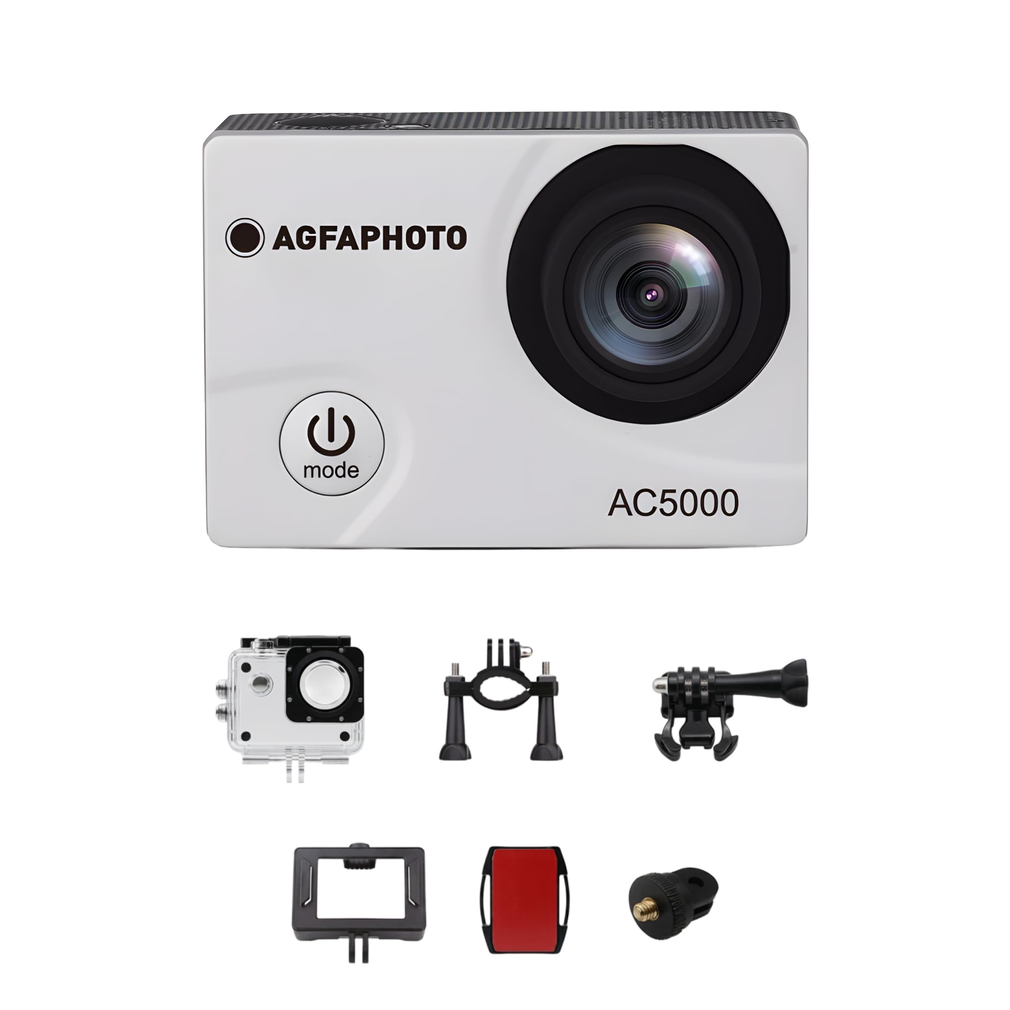 AGFAPHOTO - Action Camera - AC5000 - True 720P 30FPS, Grandangolo 110°, Custodia Impermeabile 30m - WiFi - 12 Accessori Inclusi