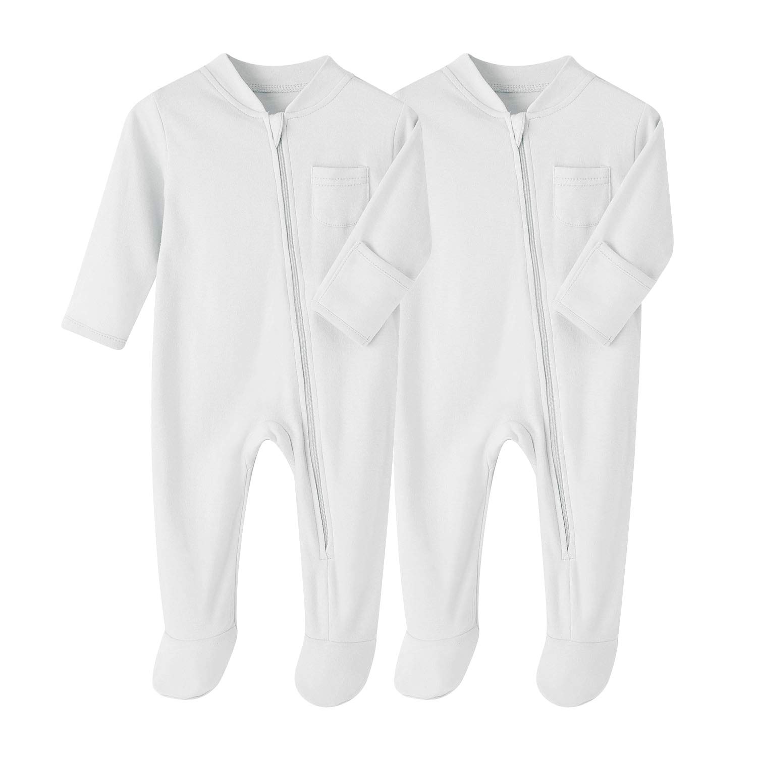 Biniducklingunisex Infant Pack Zip Up Baby Onesies Cozy Footed