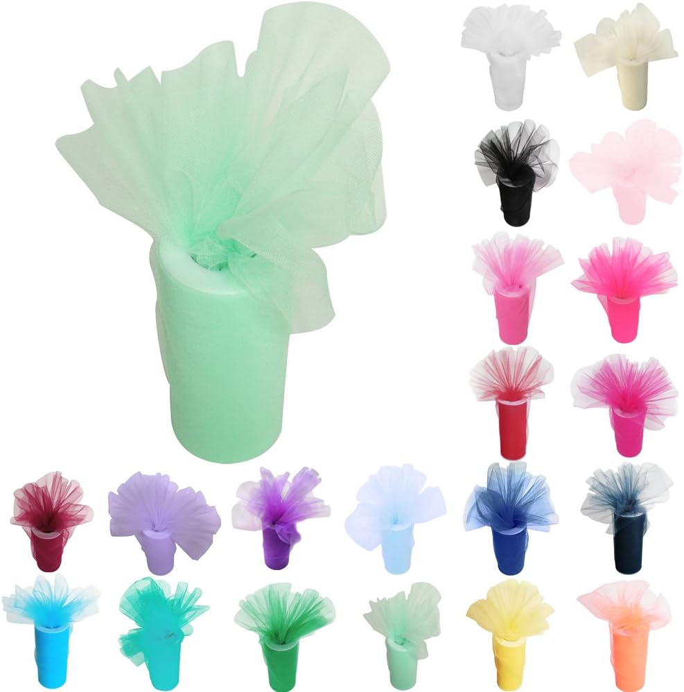 Time to Sparkle 6 Inchs x 25yards/75FT Tulle Roll Spool Tutu Party Birthday Wraping Crafts Bridal Bow Skirt Wedding Decor, Mint Green