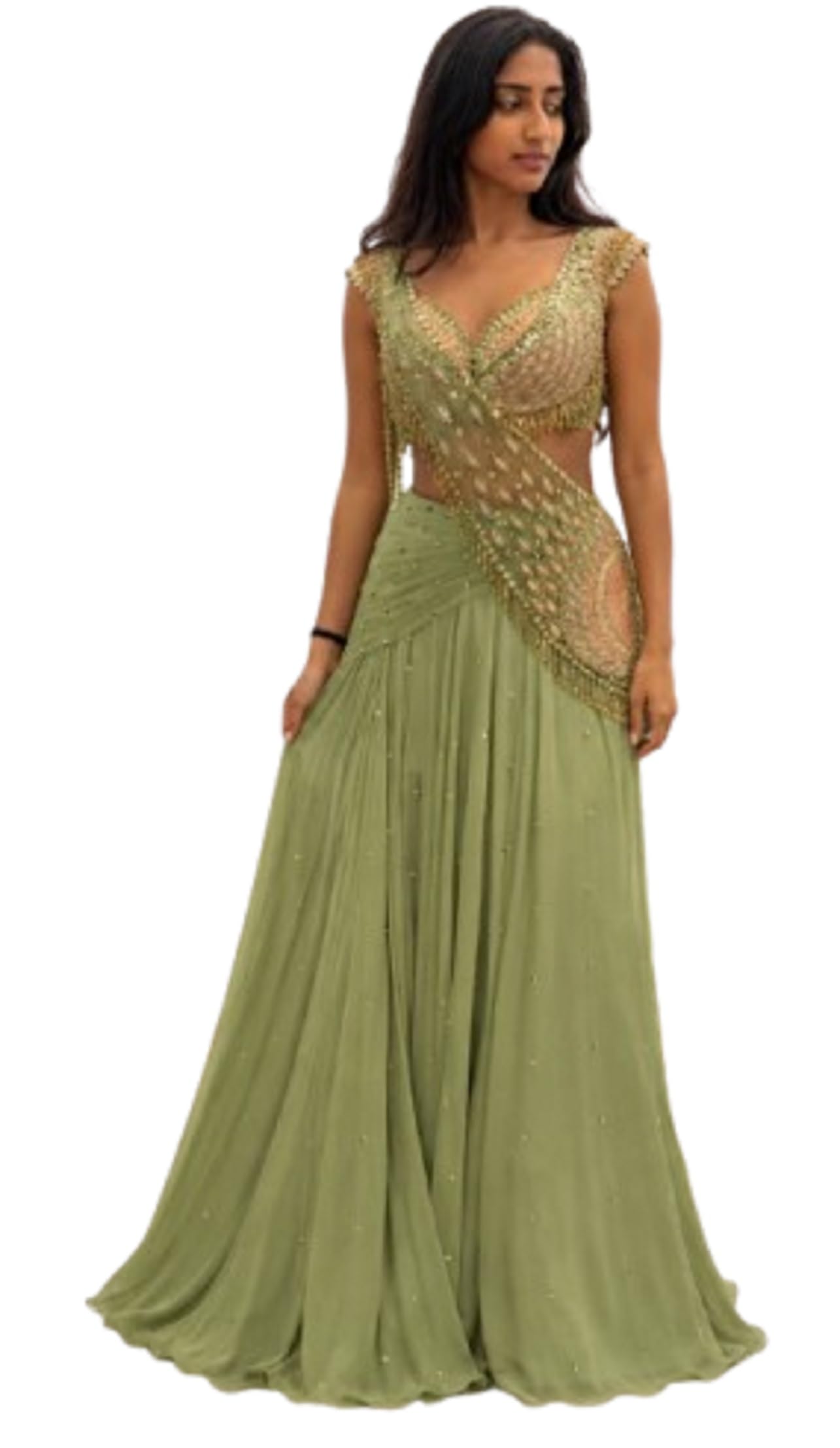 Lehenga Saree For Womens And Girls Blouse Set for Womens Embrodery Sequance Work Fully Stitched Free Size Wedding New Letest-image-3