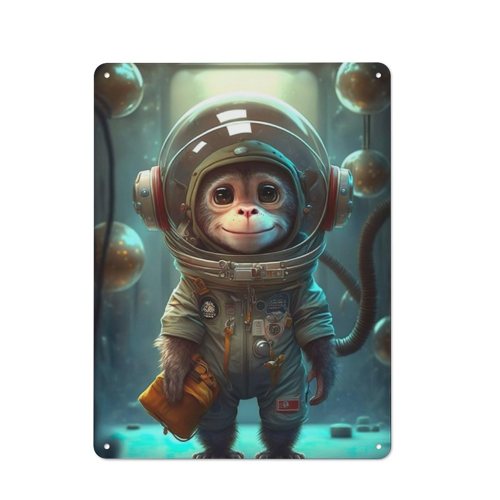 Junmoney Astronaut Space Monkey Ape 40X30cm Retro Tin Sign With For Dining Room Or Kitchen, For Metal Sign Collectors, For Garage And Workshop Walls
