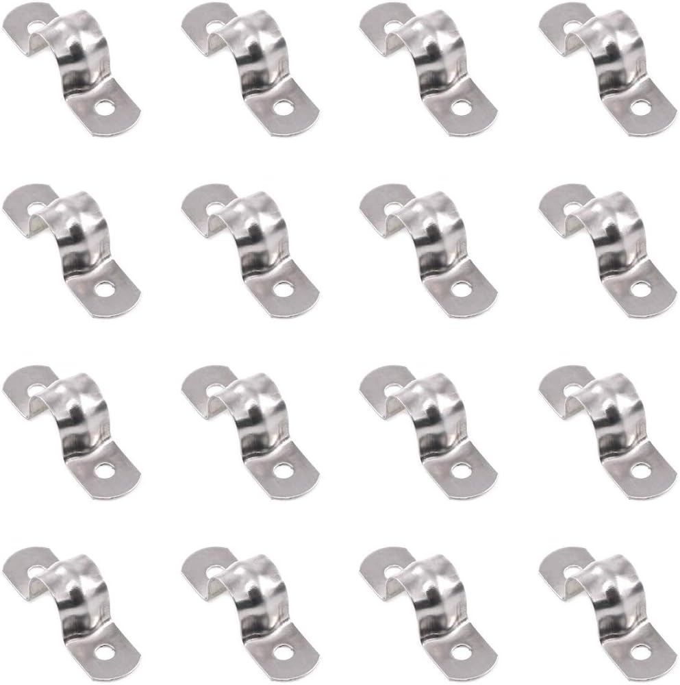 Keadic 30Pcs M12 Metric Two Hole Strap U Bracket Tube Strap Tension Clips Stainless Steel Heavy Duty Rigid Pipe Strap Clamp, for Pipe Fixing on Various Surfaces