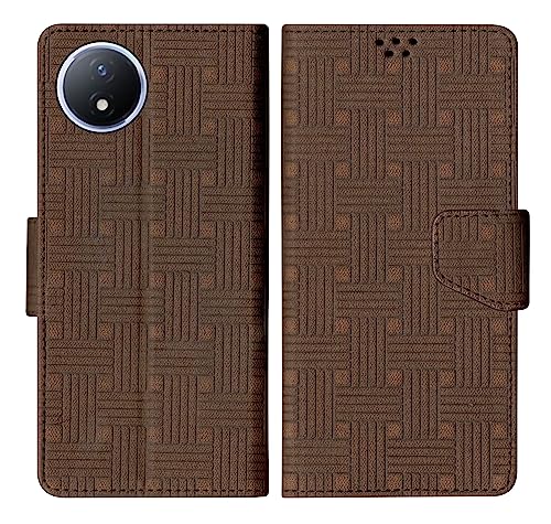 Image of SBMS Flip Cover Back Case Cover for Vivo Y02 with Magnatic Closure | Inbuilt Stand | Card & Money Pocket (Mat Brown)