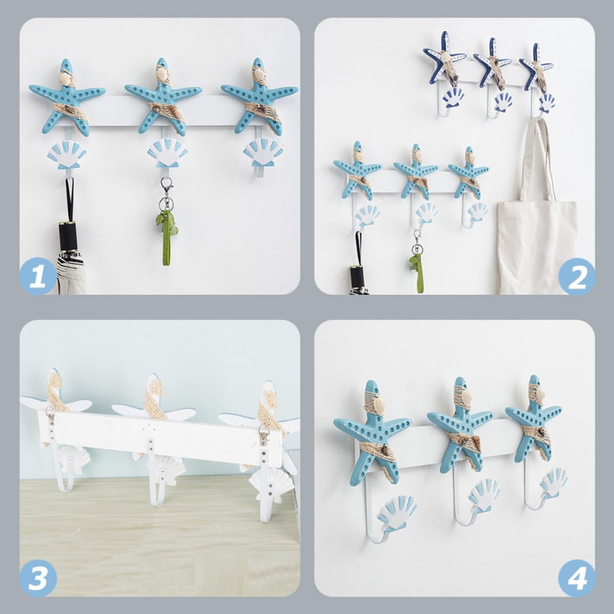 OUNONA Perchero de Pared Ganchos para Llaves en Estilo Mediterráneo, Resistente y Práctico, Hecho de Mdf y Hierro, Adecuado para Decoración del Hogar y Baño