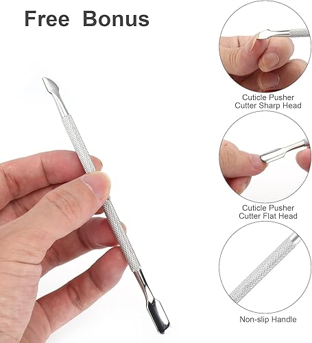 Miniatura 6 de Cortador de cutículas de uñas de metal con empujador y cortador de cutículas, kit de 2 herramientas profesionales para quitar cutículas, juego de