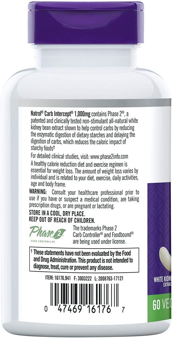 Buy Natrol Carb Intercept with Phase 2 Carb Controller Capsules, White Kidney Bean Extract
