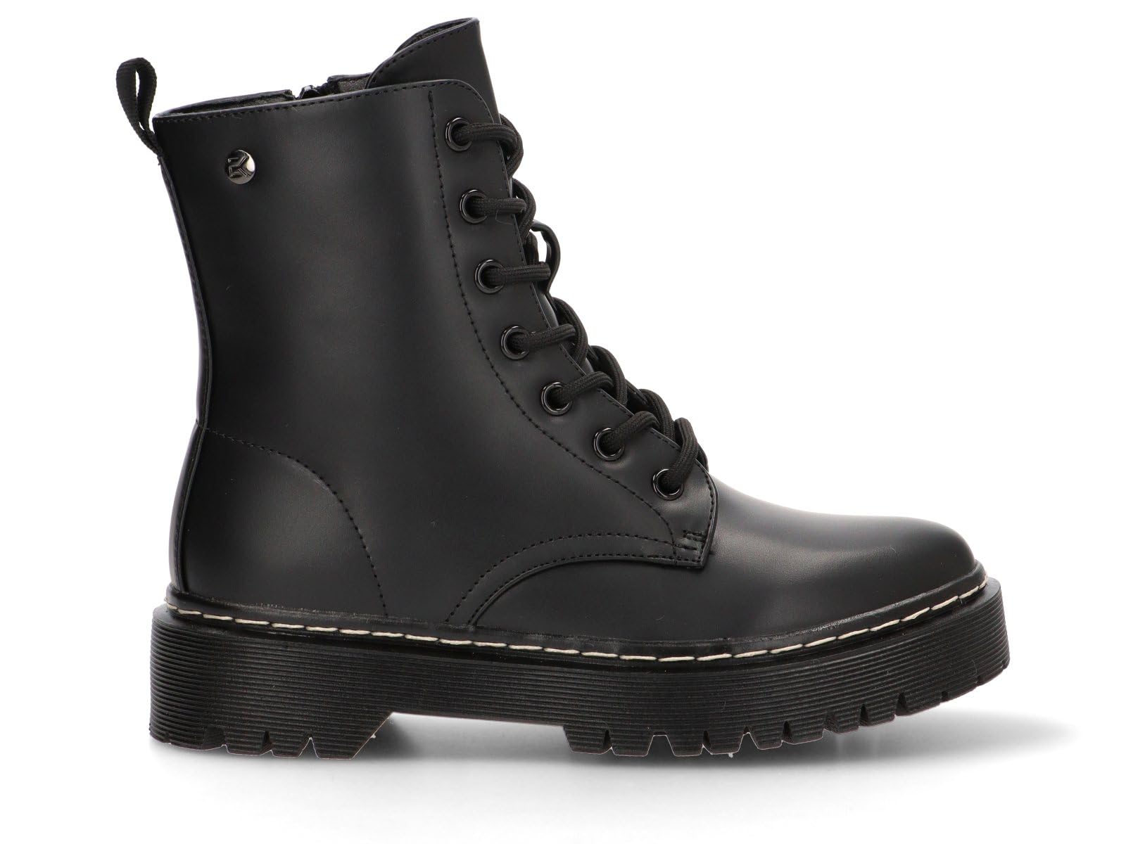 Etika Botas Militares para Mujer, Botín de Combate con Suela Track, Cierre con Cremallera y Cordones, Piel Sintética, Modelo 11046