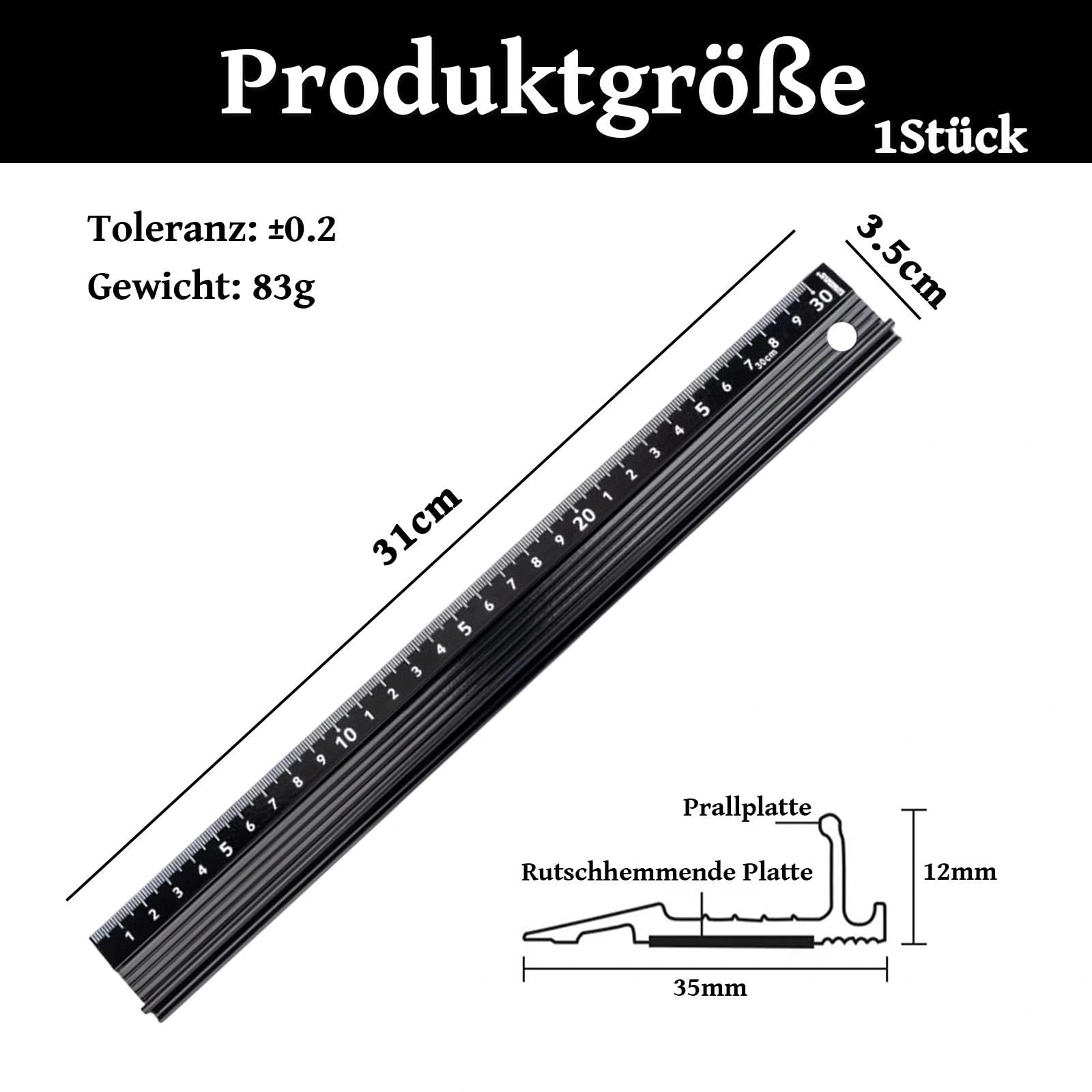 30cm L-Typ Schneidelineal aus Aluminiumlegierung, Rutschsicher Metall Messlineal mit Schutzleiste, Präzisions Lineal für Schneiden Zeichnen Messen Schreinerei DIY