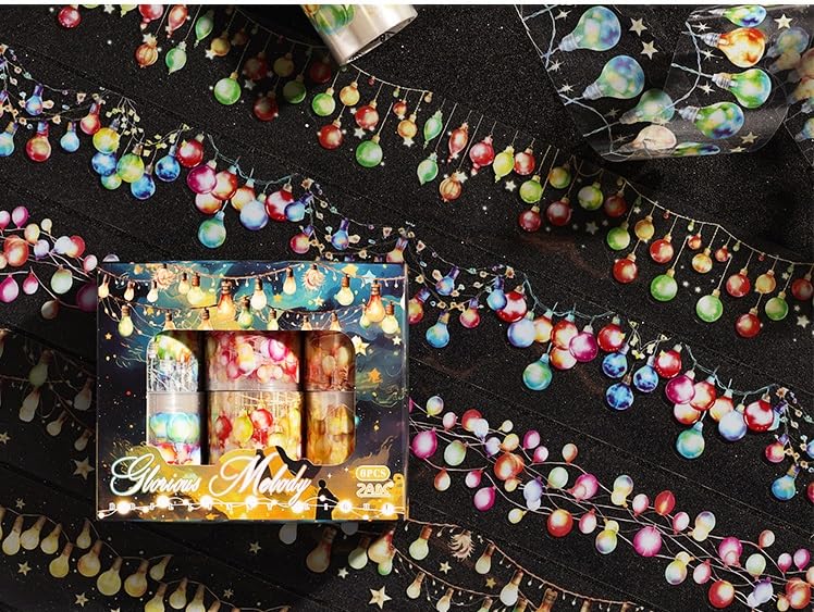 SAMVARDHAN Theme Based Decorative Washi Tape Set – 6 Rolls Design Masking Tape for Journaling, Scrapbooking, and DIY Crafts (Glorious Melody)-image-44