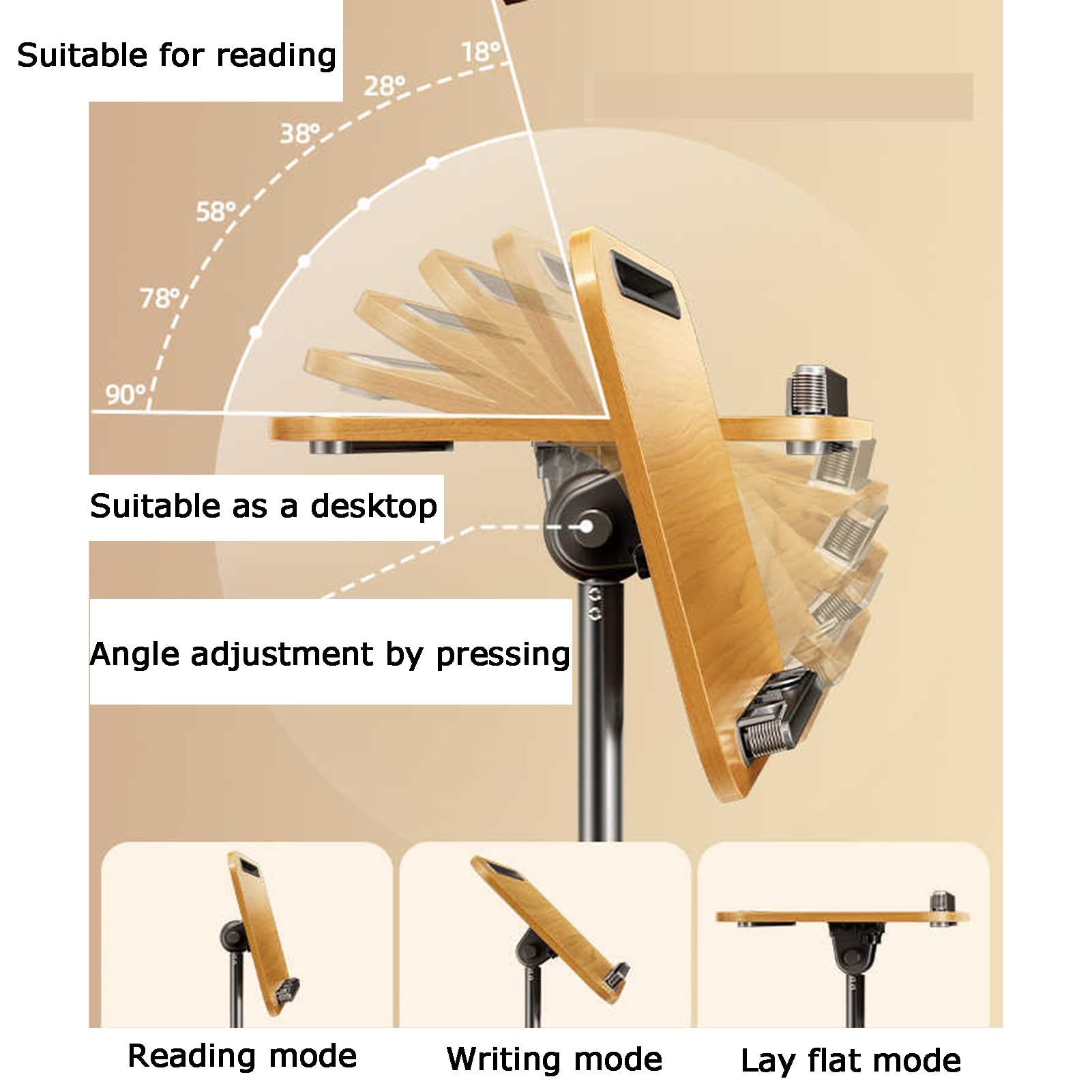 Supporto da pavimento regolabile con ruote freno per spartiti, ricette e libri di testo, altezza personalizzabile per un uso versatile