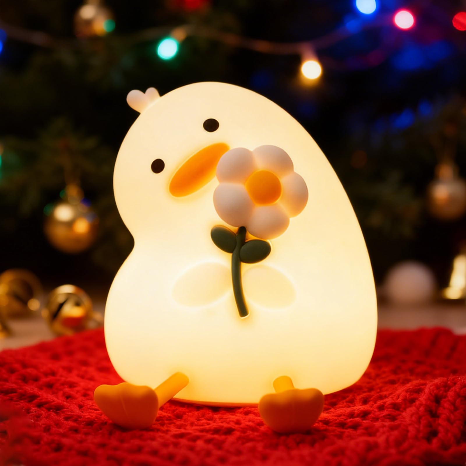 Luz nocturna para niños, bonita luz nocturna de silicona de pato con temporizador, luz de guardería recargable, luces nocturnas LED esponjosas, lámpara de noche segura, lámpara de noche regulable para