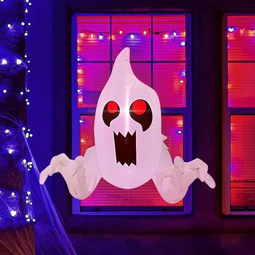 Miniatura 6 de Muñeco de nieve navideño inflable iluminado para interiores y exteriores, decoración de patio con ventilador integrado y cuerdas de anclaje de 8