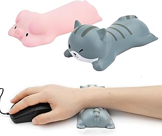 Bekecidi 2 PCS Cute Wrist Rest Mouse Pad: Wrist Support Desk Mat Mini Wrist Support, Ergonomic Mouse Pad for Wrist Pain Relief, Mouse Wrist Rest for Laptop Keyboard Computer (Cat+Pig)