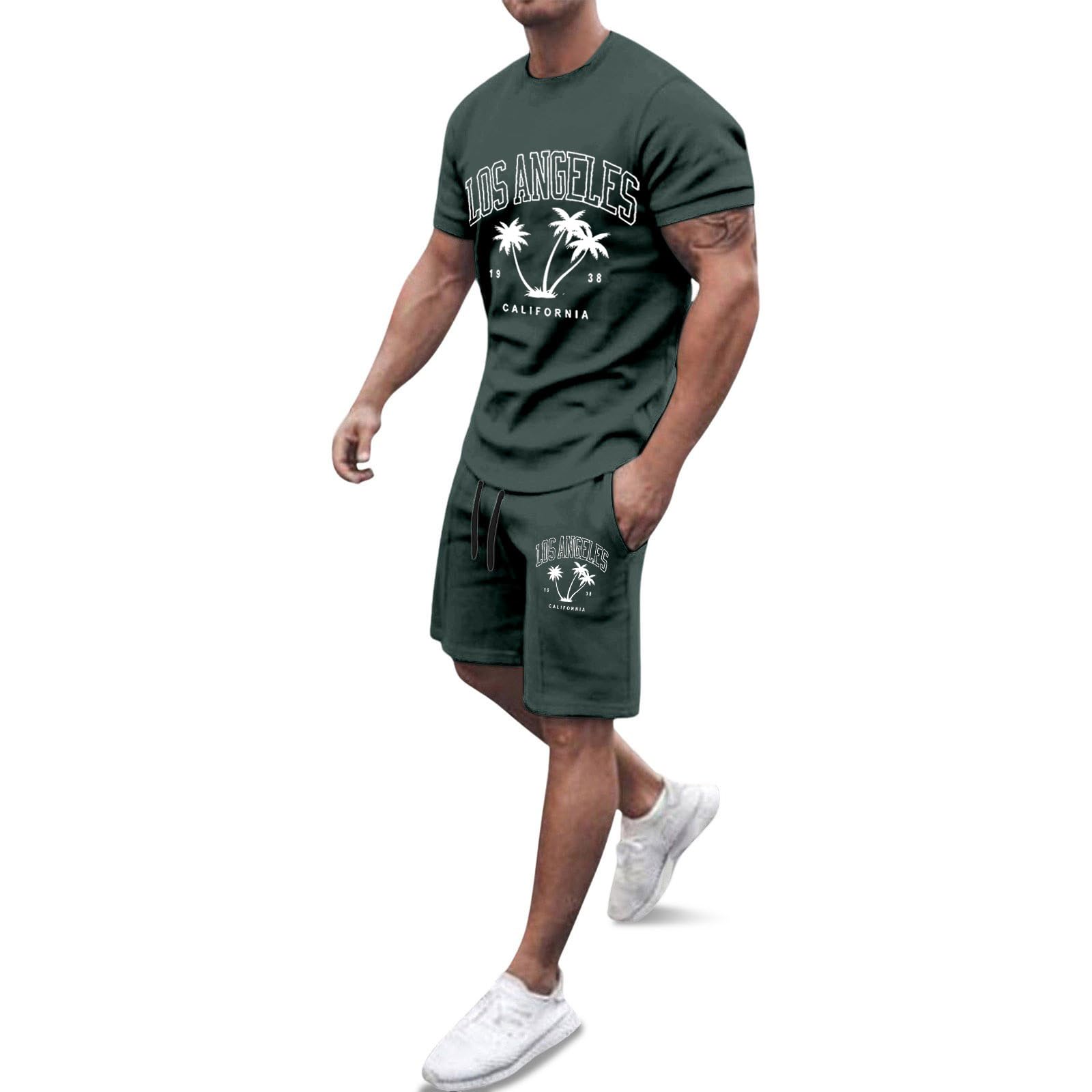 Ensemble Sport d'été Homme Ample Idéal pour Vos Vacances Vert L