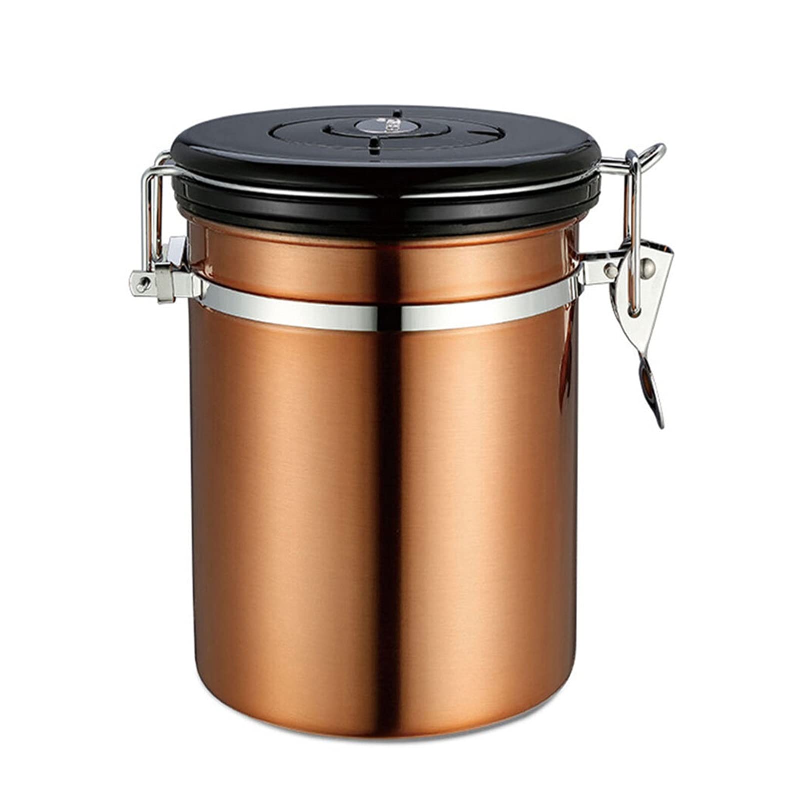 QINGGANGLING999 Kaffeedosen Kaffeebohnen-Tee-Container-Entlüftungsventil-Box-Aufbewahrungs-Glas-Kaffee-luftdicht feuchte Bohnenbehälter Kaffeedose Luftdicht (Color : Golden)