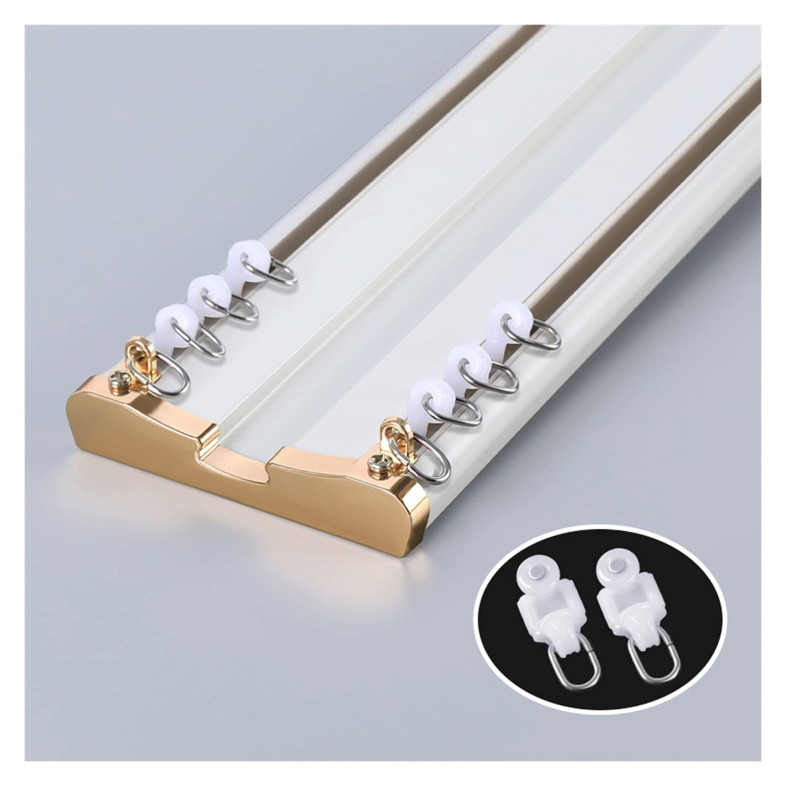 swish curtain track, Heavy Duty Conjoined Double Track Ceiling Curtain Rail Set 16.4ft Ideal for Room Divider System Easy Installation,E 1.4m(E,1.4m/4.6ft)