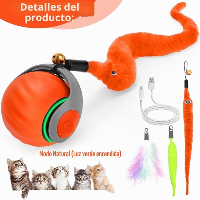 Foto 2 de 7 de Juguete Interactivo Gato, Bola de Juguete Interactivo para Gatos,Tail 2.0