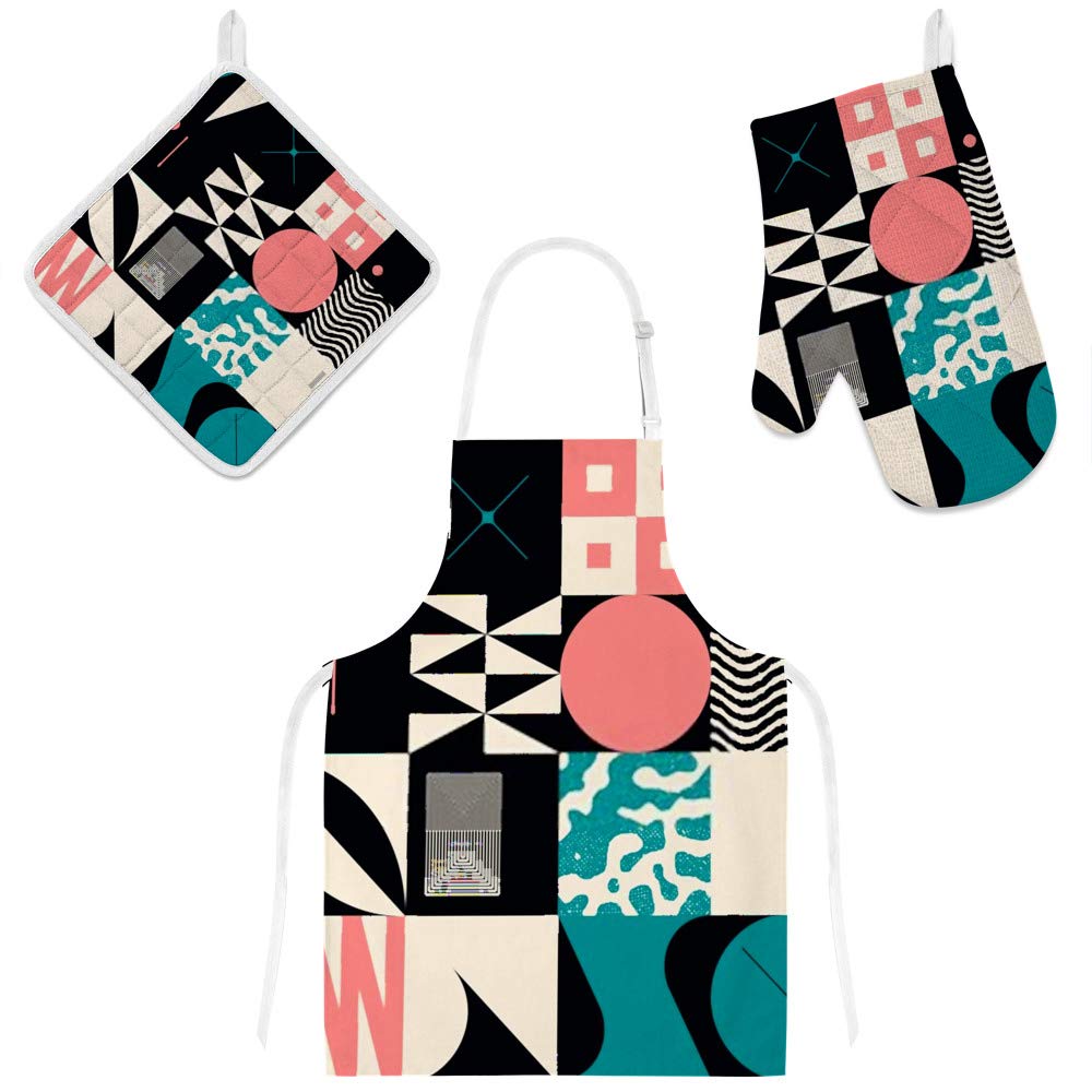 Tablier de cuisine avec maniques et gants pour cuisiner en famille