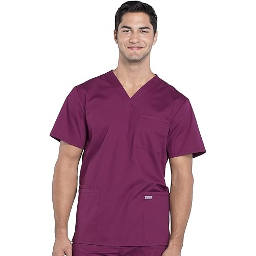 Cherokee Men Scrubs Top Workwear Professionals V-Neck WW695
