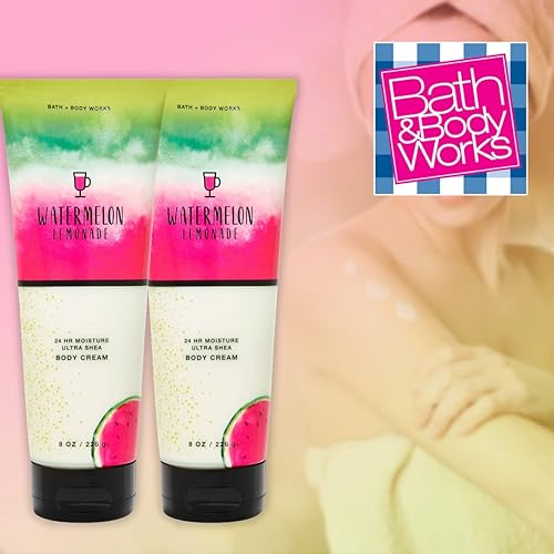 Miniatura 2 de Bath & Body Works WATERMELON LEMONADE Crema Corporal Ultra Karité 8fl Oz I 226gm Cada - Colección Signature (paquete de 2 Cremas) 24 horas Humedad